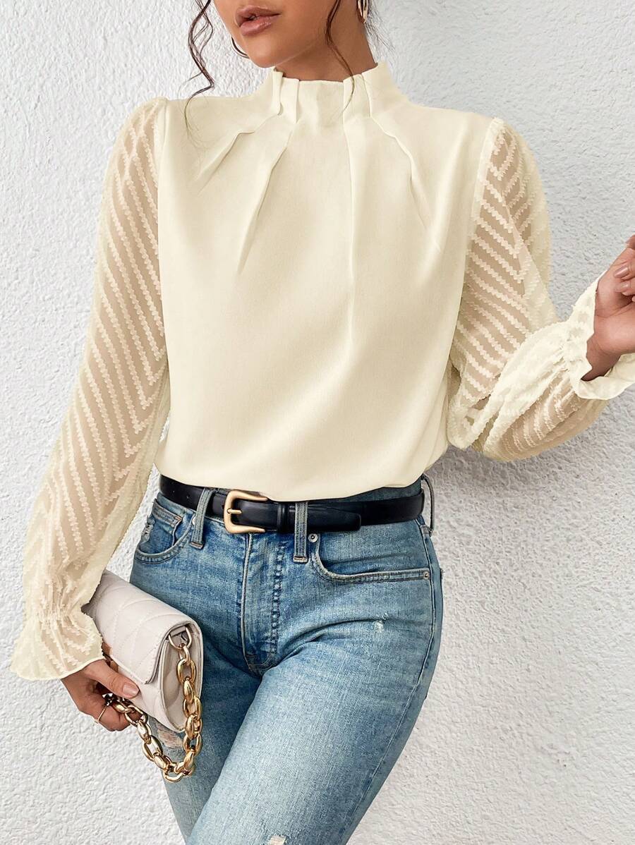 Chiffon Half-Turtleneck Top