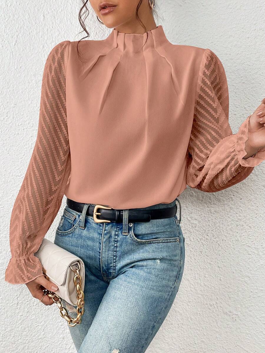 Chiffon Half-Turtleneck Top