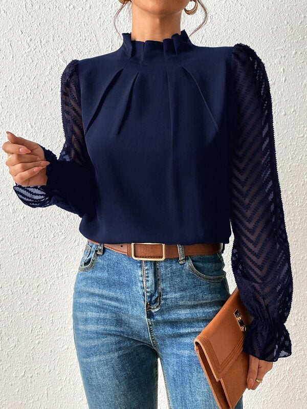 Chiffon Half-Turtleneck Top